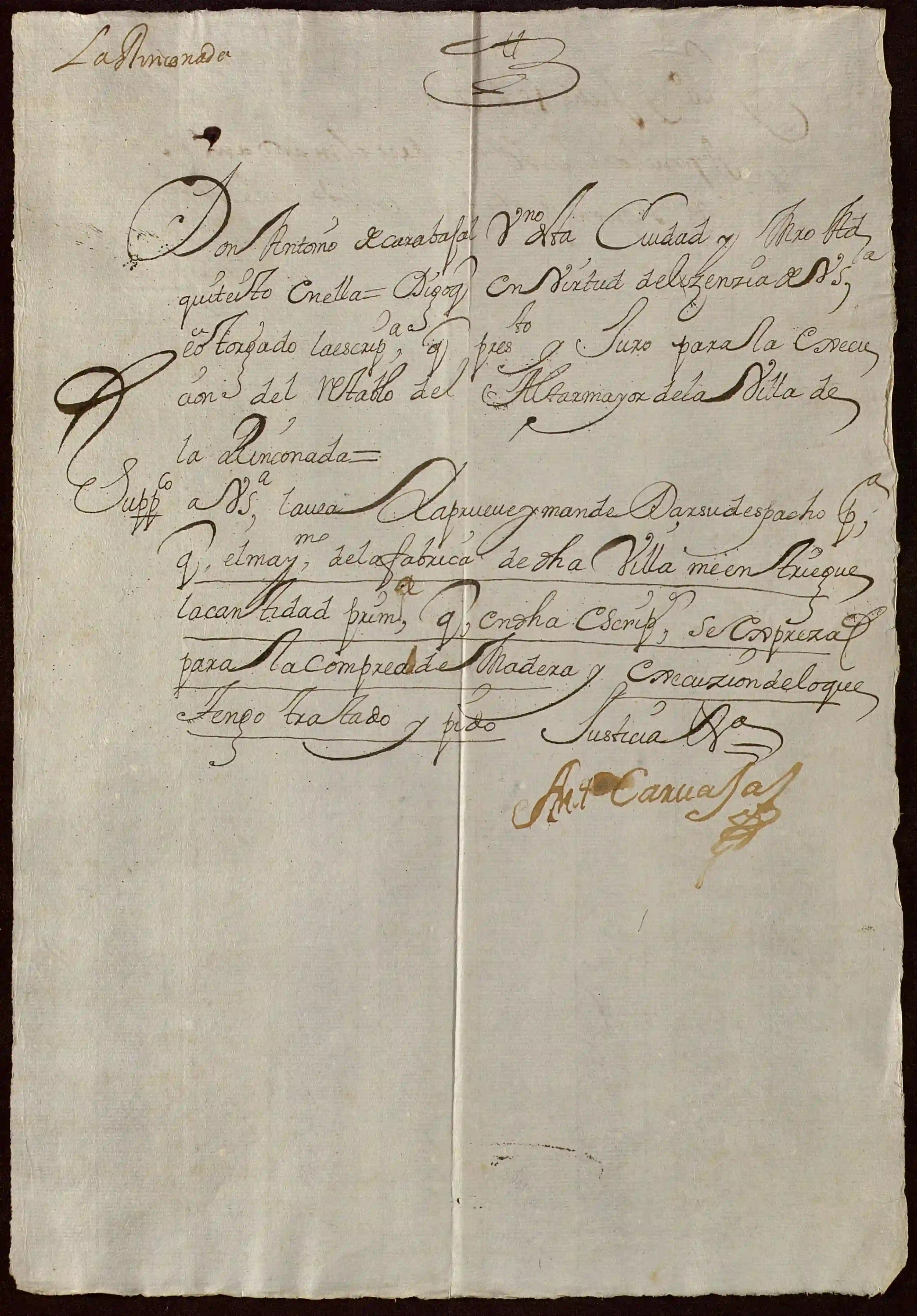 Detalle del contrato del Retablo Mayor firmado en 1717